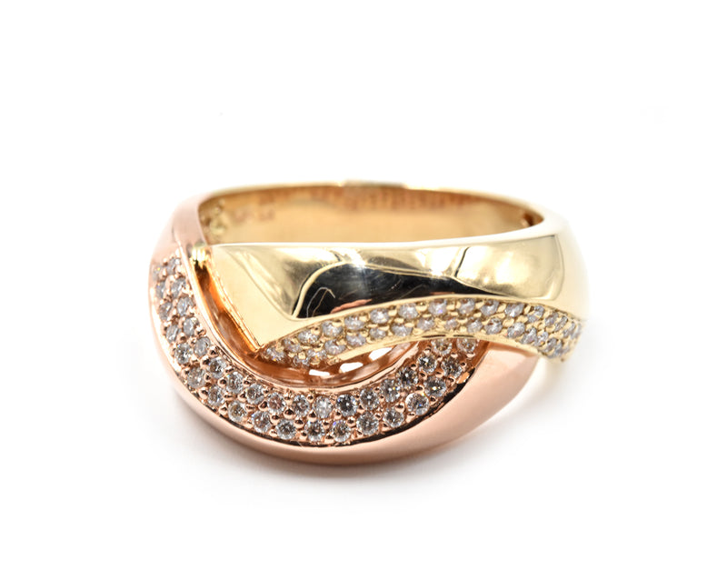 0.70 Carat Diamond 14k Rose Gold Crossover Ring