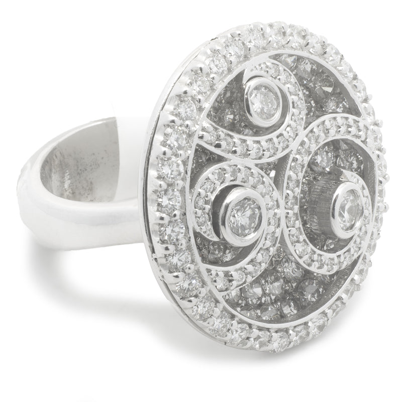 14k White Gold Diamond Swirl Ring