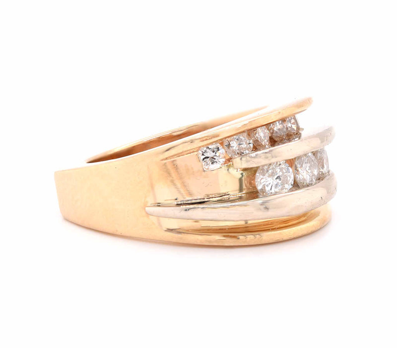 14 Karat Yellow Gold Stacked Bypass Diamond Ring