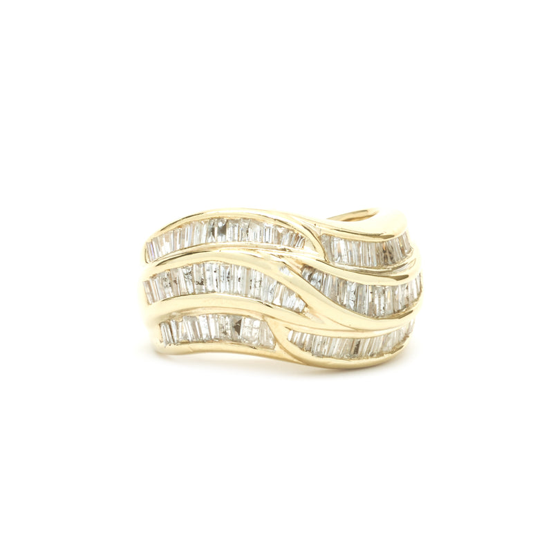 14 Karat Yellow Gold Channel Set Diamond Baguette Ring
