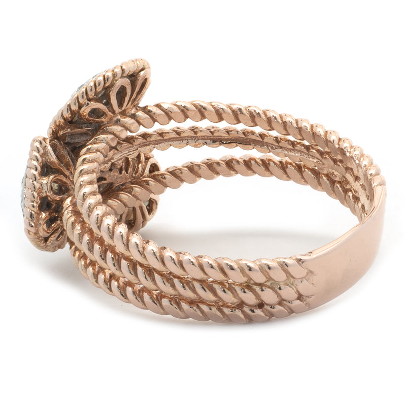 14 Karat Rose Gold Multi Shape Diamond Cluster Ring