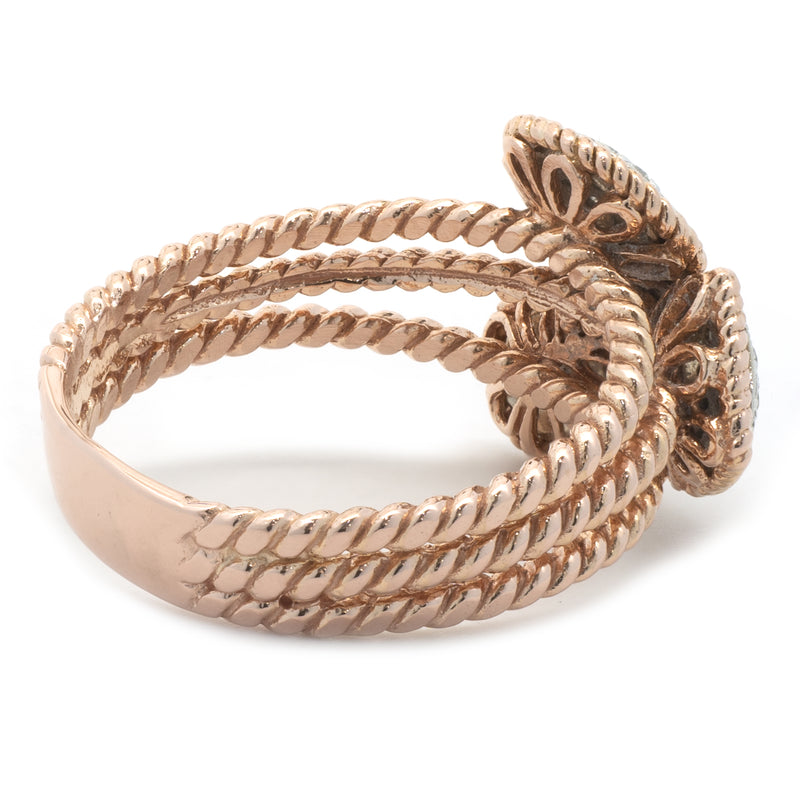 14 Karat Rose Gold Multi Shape Diamond Cluster Ring