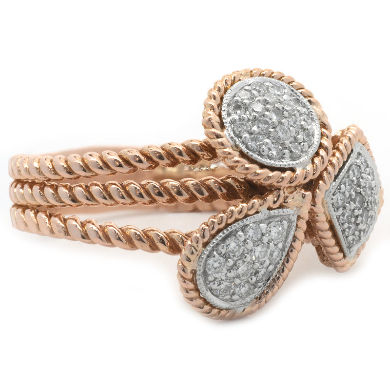 14 Karat Rose Gold Multi Shape Diamond Cluster Ring