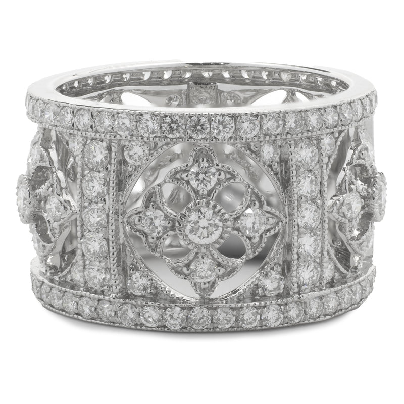 18 Karat White Gold Diamond Maltese Cross Cigar Band