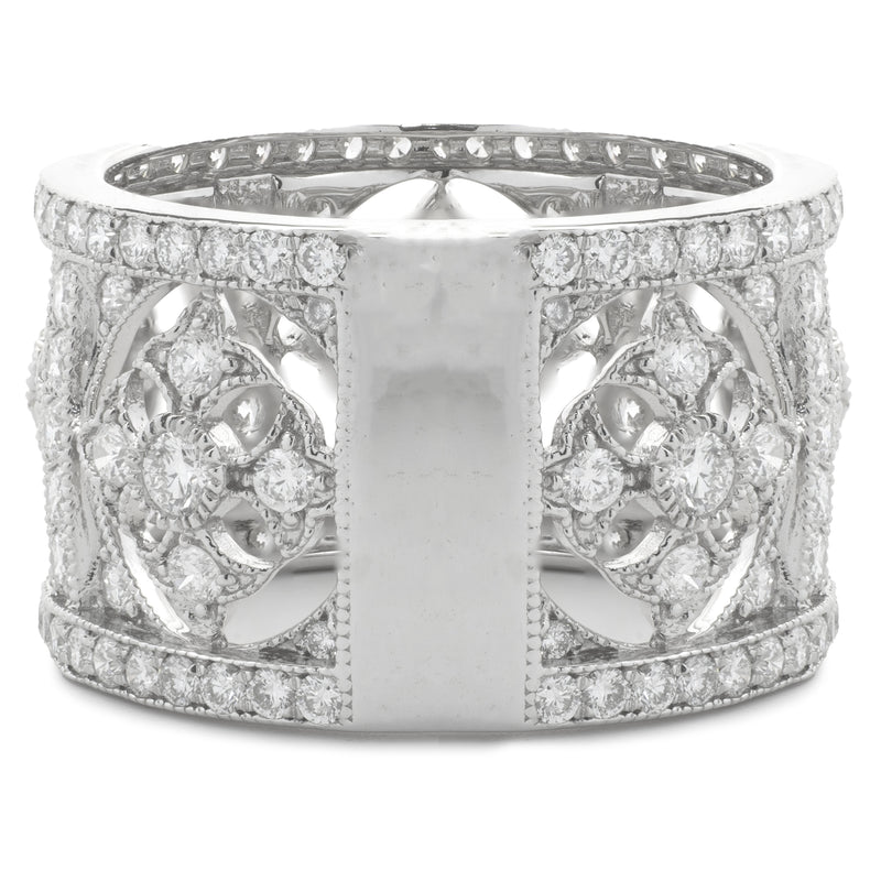 18 Karat White Gold Diamond Maltese Cross Cigar Band