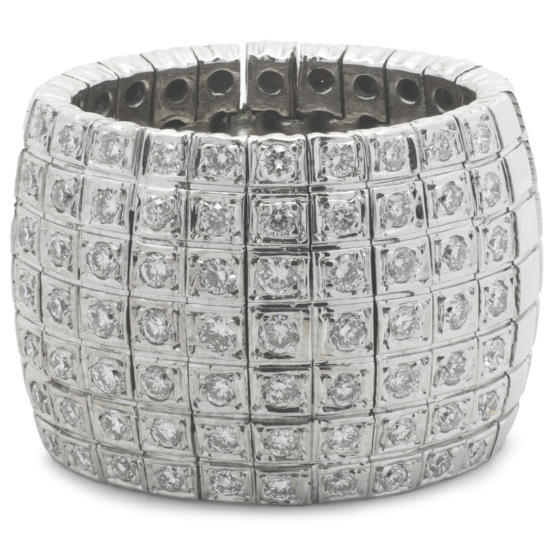 14 Karat White Gold Flexible Diamond Cigar Band