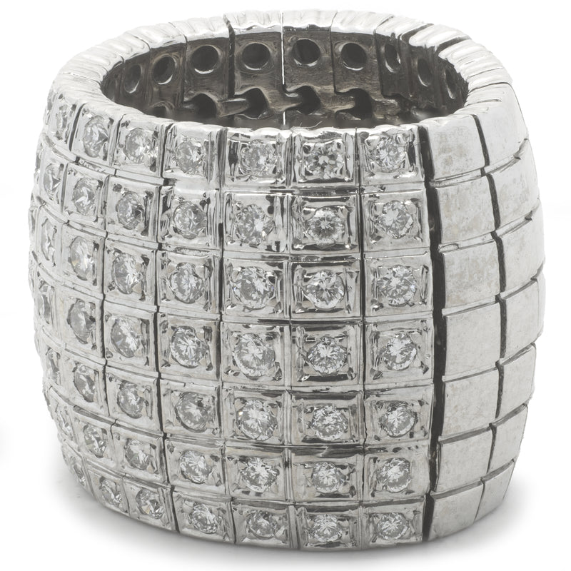 14 Karat White Gold Flexible Diamond Cigar Band