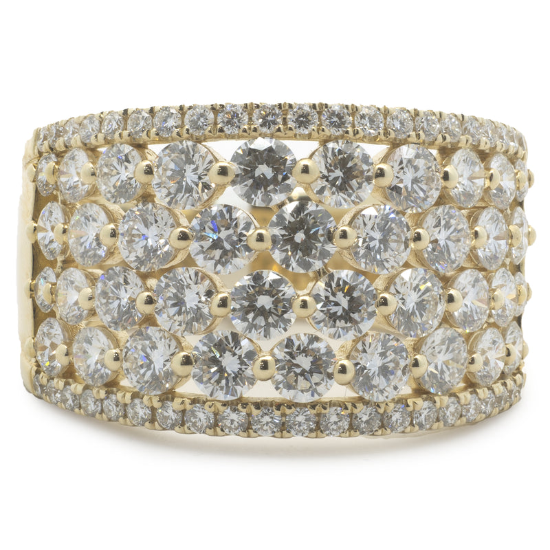 14 Karat Yellow Gold Diamond Cigar Band