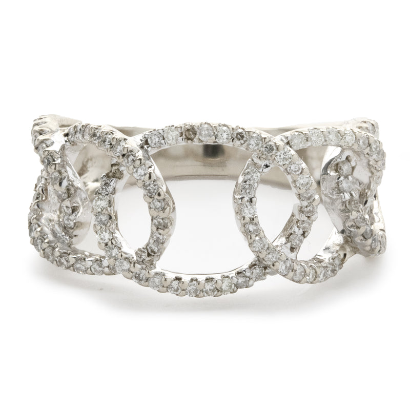 14 Karat White Gold Diamond Oval Link Band
