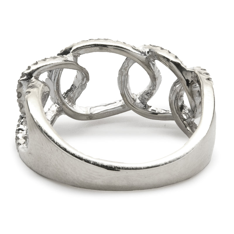 14 Karat White Gold Diamond Oval Link Band