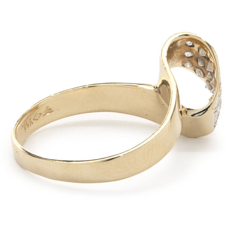 14 Karat Yellow Gold Pave Diamond Foldover Ring