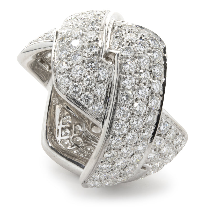18 Karat White Gold Pave Diamond Z Crossover Band