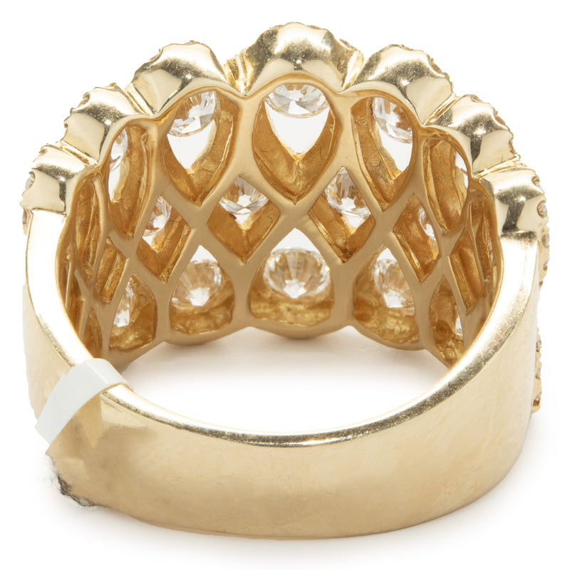 14 Karat Yellow Gold Pave Diamond Lace Ring