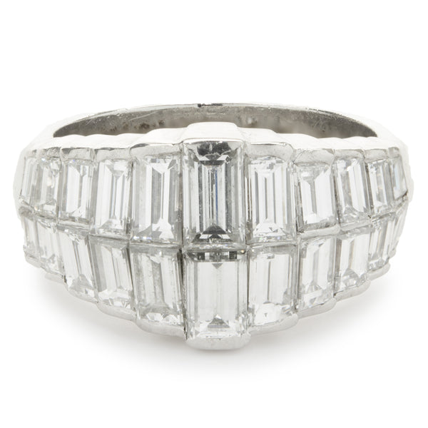 C. Gonshor Platinum Graduated Baguette Diamond Dome Ring