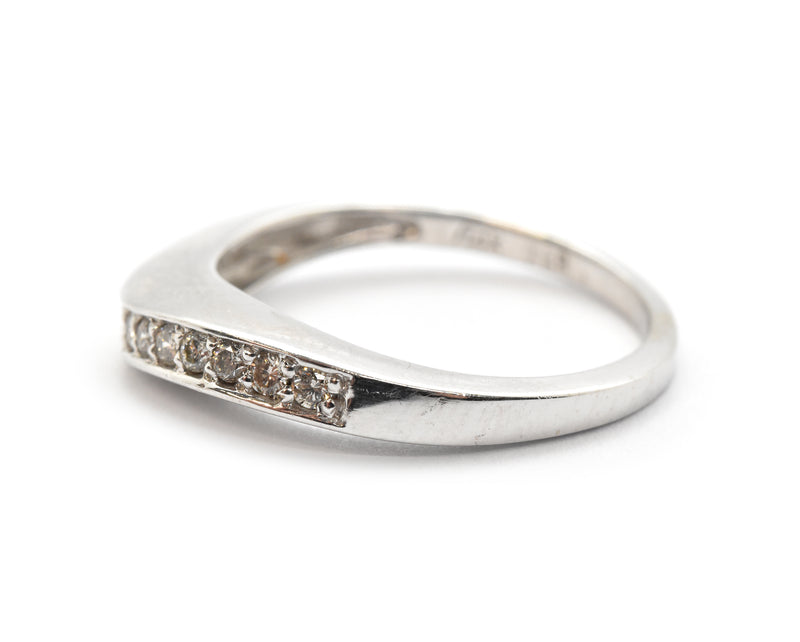 14k White Gold And 0.24cttw Diamond Wave Band Ring Size 6.75