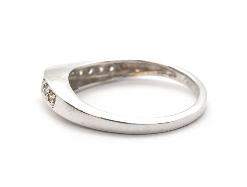 14k White Gold And 0.24cttw Diamond Wave Band Ring Size 6.75