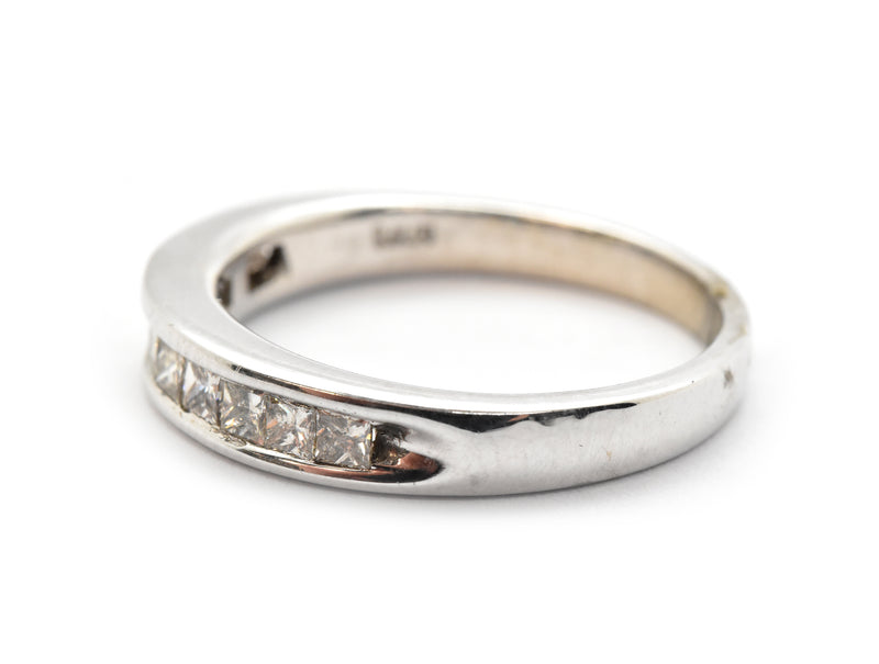 14k White Gold And Channel-Set Princess Diamond Band Ring 0.50cttw