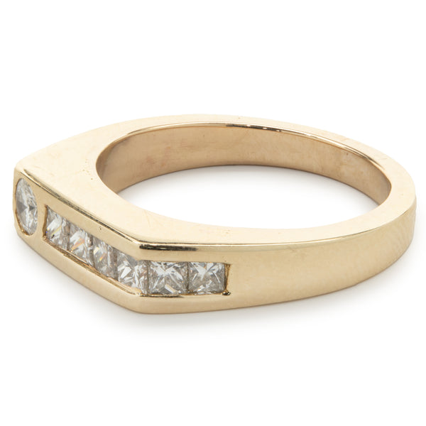 14 Karat Yellow Gold Channel Set Diamond Gents Ring