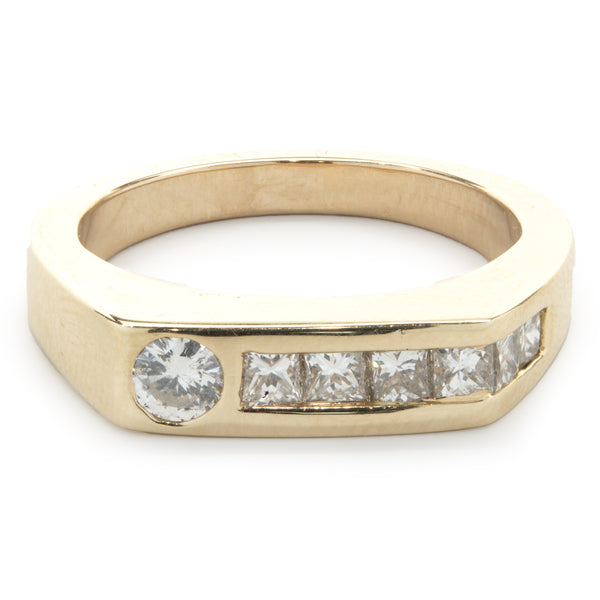 14 Karat Yellow Gold Channel Set Diamond Gents Ring