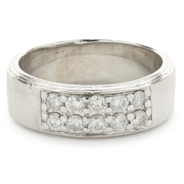 19 Karat White Gold Double Row Diamond Band