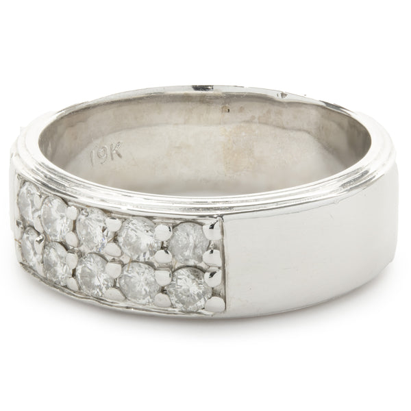 19 Karat White Gold Double Row Diamond Band