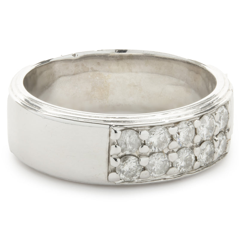 19 Karat White Gold Double Row Diamond Band
