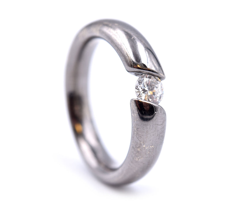 0.33 Carat Diamond Pressure Set Tungsten Band Ring