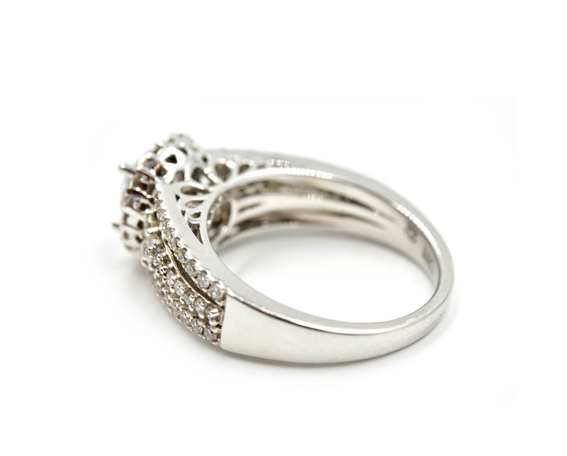 0.83 Carats Diamond & Cubic Zirconia Gregg Ruth 18k White Gold Semi-Mount Ring