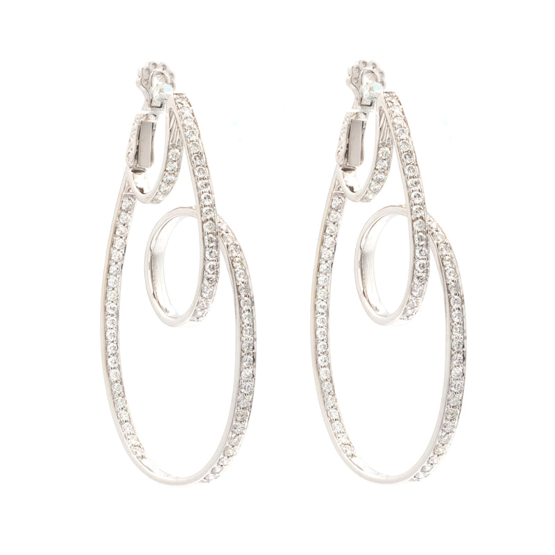 18k White Gold Diamond Loop Earrings