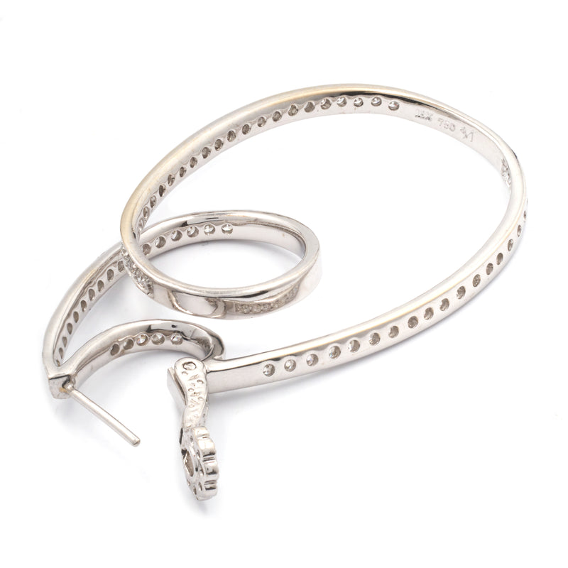 18k White Gold Diamond Loop Earrings