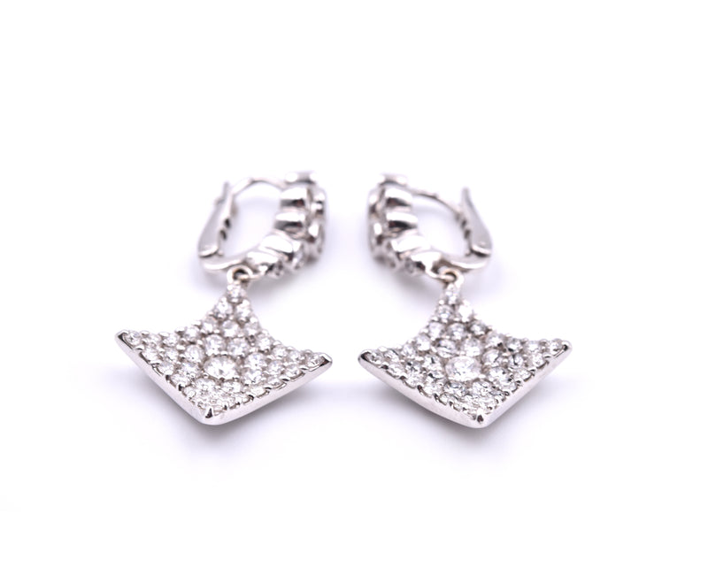 18k White Gold Diamond Kite Drop Earrings