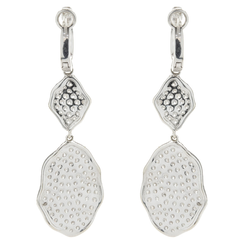 18k White Gold Pave Diamond Drop Earrings