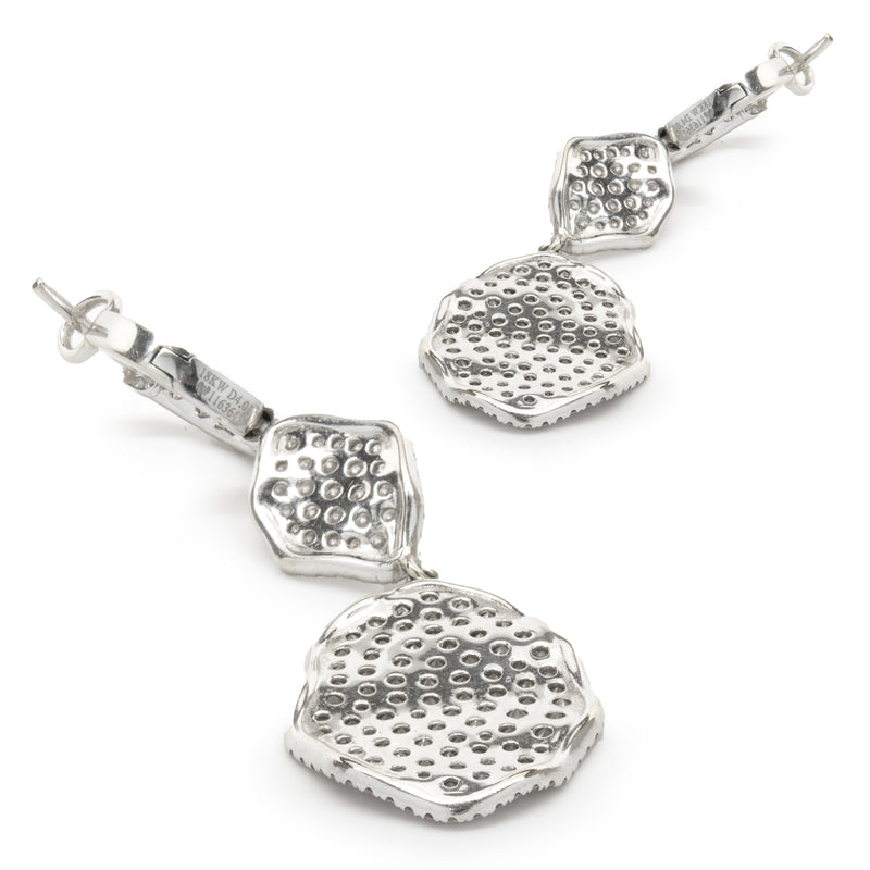 18k White Gold Pave Diamond Drop Earrings