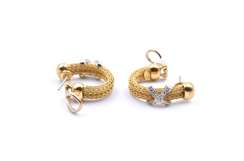 18k Yellow Gold X Huggie Earrings