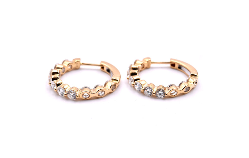 18k Yellow Gold Diamond Inside-Out Hoop Earrings