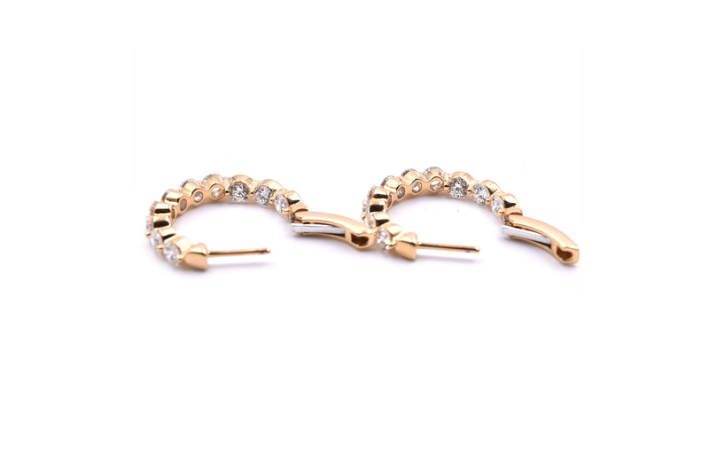 18k Yellow Gold Diamond Inside-Out Hoop Earrings