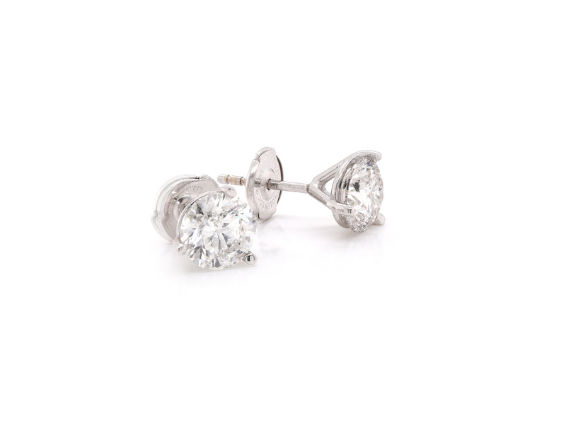 14k White Gold Martini Set Diamond Stud Earrings