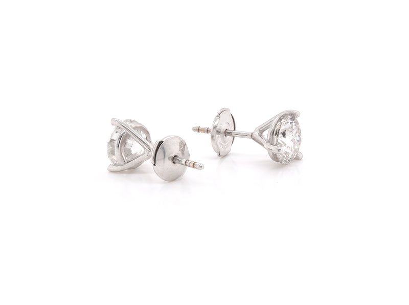 14k White Gold Martini Set Diamond Stud Earrings