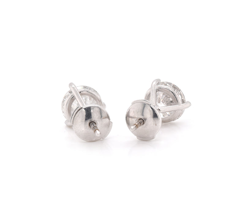 14k White Gold Martini Set Diamond Stud Earrings