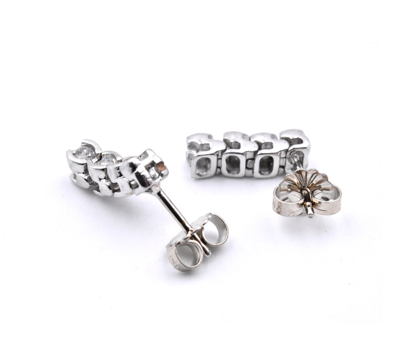14k White Gold Diamond Dangle Earrings