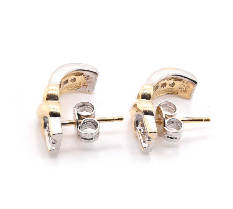 14 Karat Yellow and White Gold Diamond X Earrings