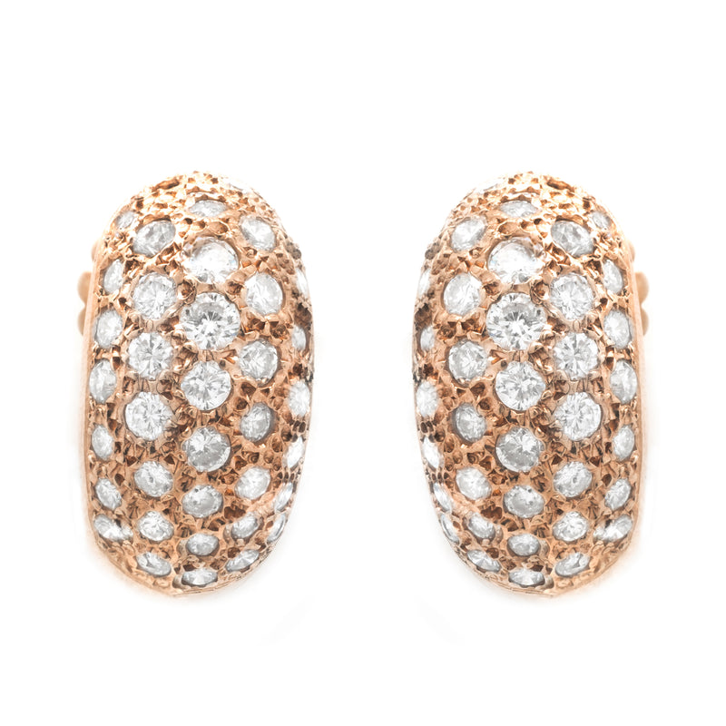 14 Karat Rose Gold Pave Diamond J Hook Earrings