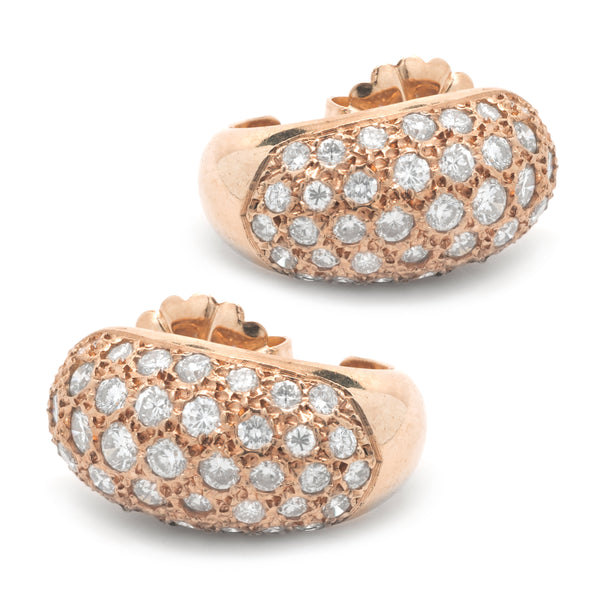 14 Karat Rose Gold Pave Diamond J Hook Earrings