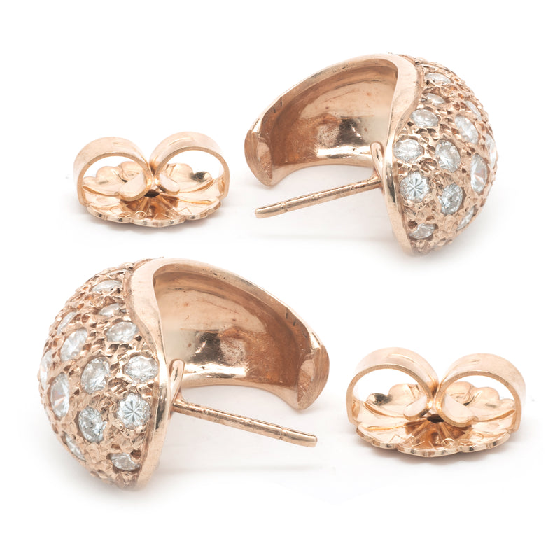 14 Karat Rose Gold Pave Diamond J Hook Earrings