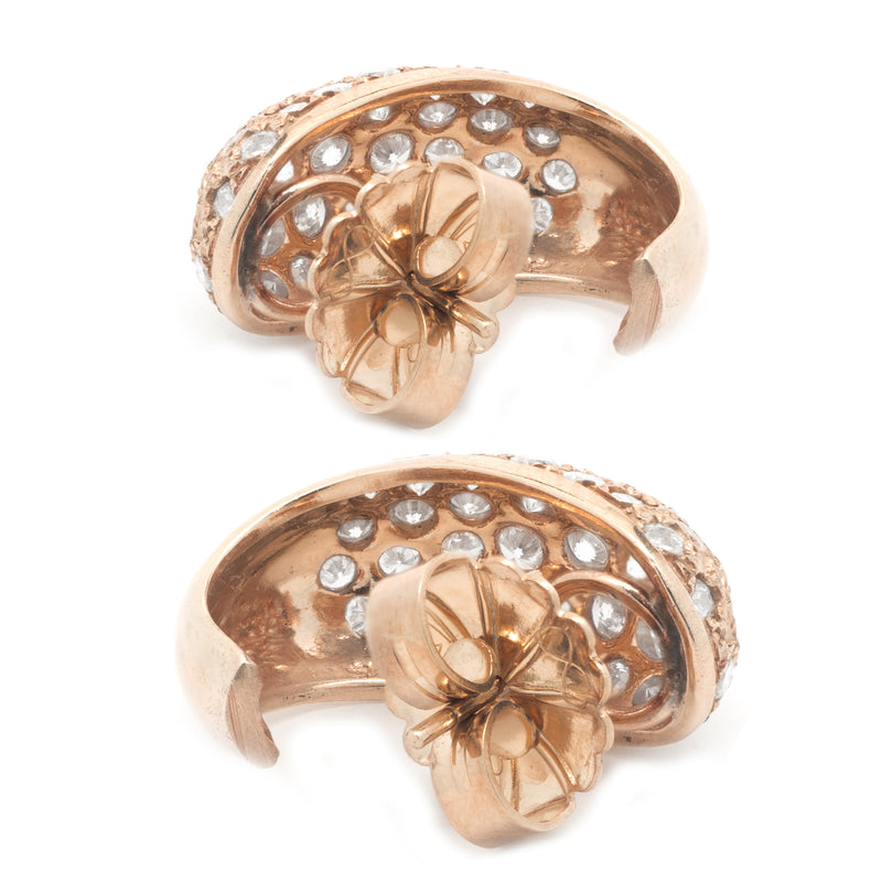 14 Karat Rose Gold Pave Diamond J Hook Earrings
