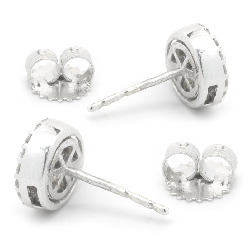 14 Karat White Gold Diamond Cluster Stud Earrings