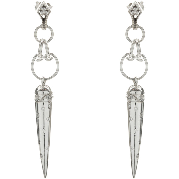 14 Karat White Gold Diamond Spike Drop Earrings