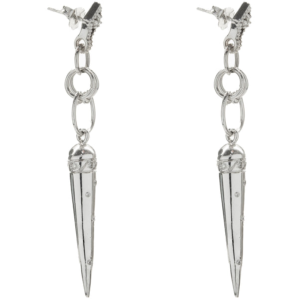 14 Karat White Gold Diamond Spike Drop Earrings