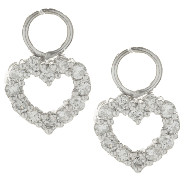 14 Karat White Gold Diamond Heart Earring Enhancers