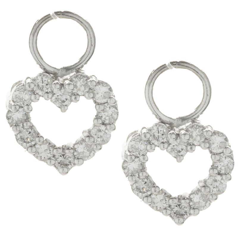 14 Karat White Gold Diamond Heart Earring Enhancers